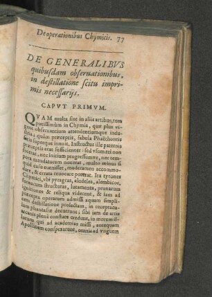 De Generalibus quibusdam observationibus, in destillatione scitu imprimis necessariis.