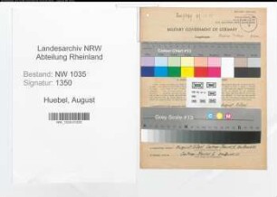 Entnazifizierung August Huebel , geb. 19.05.1904 (Hauer)