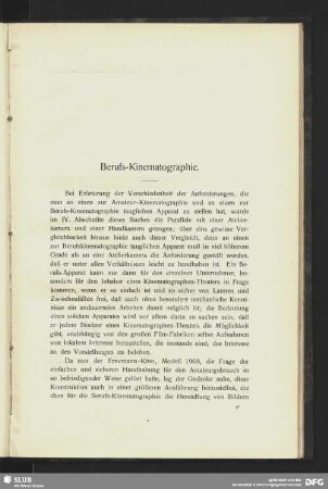 Berufs- Kinematographie