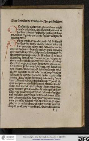 Liber secundus de constructione incipit foeliciter.