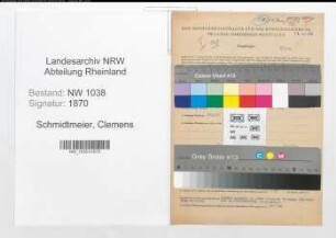 Entnazifizierung Clemens Schmidtmeier , geb. 20.12.1899 (Angestellter)