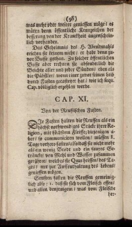 Cap. XI. Von der Reußischen Fasten