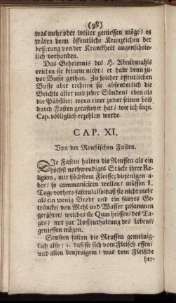 Cap. XI. Von der Reußischen Fasten