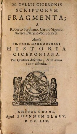 M. Tullii Ciceronis Scriptorum Fragmenta