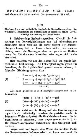 § 21 Gleichwerthige und vollständig äquivalente Beobachtungsreihen