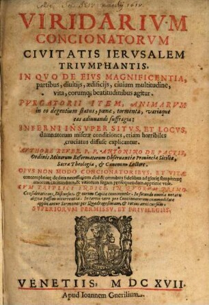 Viridarium concionatorum civitatis Jerusalem triumphantis