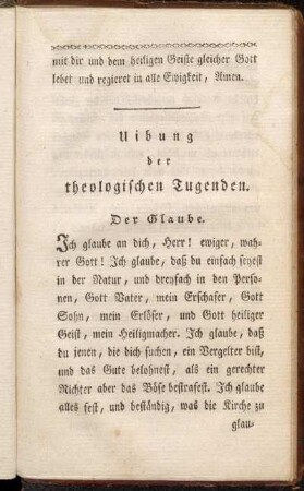 Uibung der theologischen Tugenden.