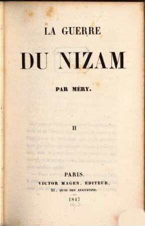 La guerre de Nizam. 2