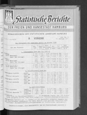 Der Seeverkehr des Hamburger Hafens im Oktober 1970 : Lfd. Nr. 5