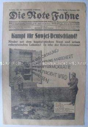 Illustrierte Ausgabe der Tageszeitung "Die Rote Fahne" u.a. zum Jahrestag der Novemberrevolution