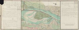 ... Plan d´une partie du cours du Rhin pour faire connoitre l'emplacement des bornes limitrophes entre les bans du Grand-Huningue et Dattingnen lévé en 1765