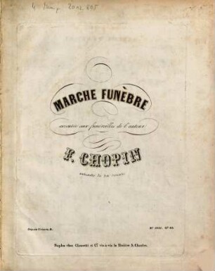 Marche funèbre : executée aux funéreilles de l'auteur ; extracte de sa sonate