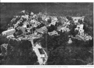 Gesamtansicht des Landeskrankenhauses und der Medizinischen Fakultät in Homburg