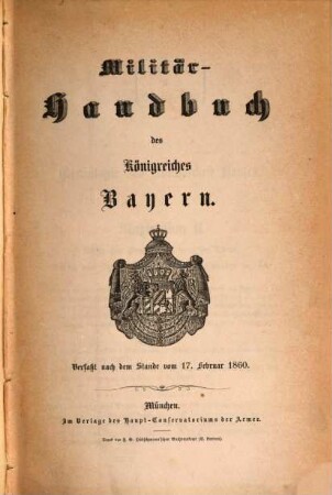Militär-Handbuch des Königreiches Bayern. 1860