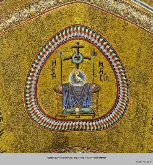 Mosaikprogramm : Hauptapsis, Chor : Apsis: Pantokrator, Hetoimasia