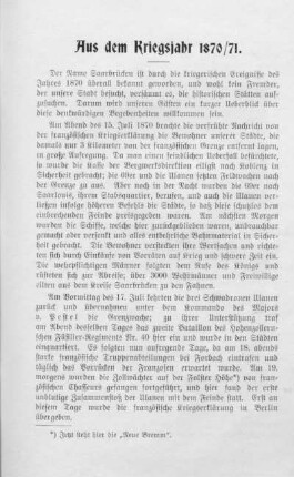 Aus dem Kriegsjahr 1870/71.