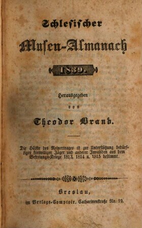 Schlesischer Musenalmanach. 1839