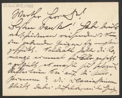 Brief an B. Schott's Söhne : o.D.