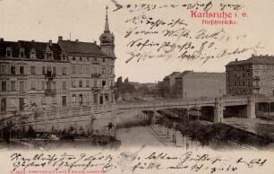 Postkartenalbum mit Motiven von Karlsruhe. "Karlsruhe in Baden. Hirschbrücke"