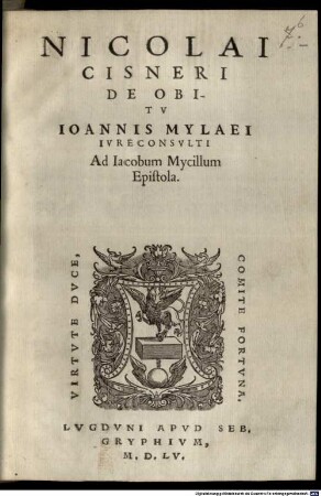 De obitu Joannis Mylaei epistola