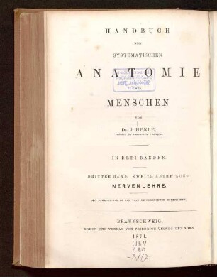 Handbuch der Nervenlehre des Menschen : mit zahlreichen in den Text eingedruckten Holzstichen