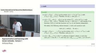 Approximation and learning with tree tensor networks - lecture 1