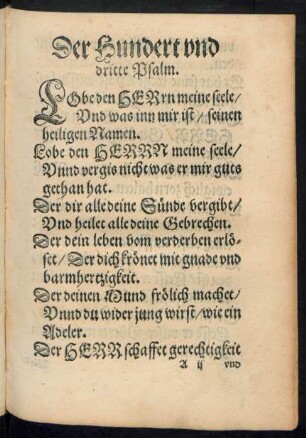 Der Hundert und dritte Psalm.