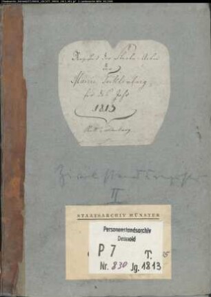 Zivilstandsregister (T 1813) der Munizipalität Tecklenburg. (Gemeinde: Tecklenburg, Kreis Tecklenburg)