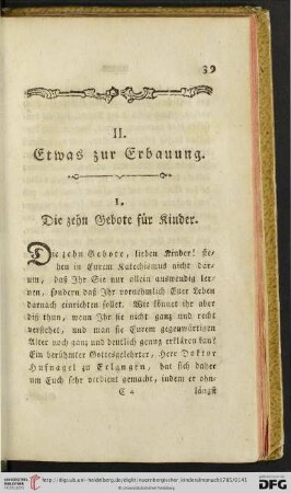 II. Etwas zur Erbauung