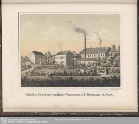 Die Fabrik und Druckerei wollener Waaren von J. D. Teichmann in Penig