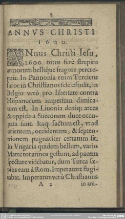Annus Christi 1600