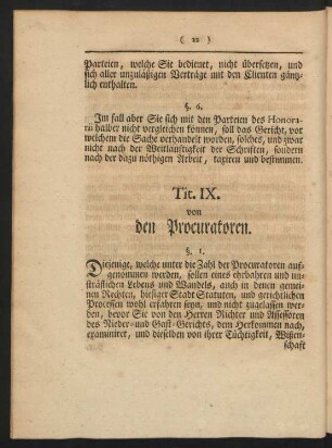 Tit. IX. von den Procuratoren