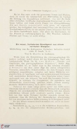 16: Ein neuer, lichtstarker Anastigmat aus einem normalen Glaspaar : Mittheilung aus der Rathenower Optischen Industrie-Anstalt vorm. E-Busch, A.-G.