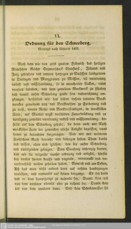 VI. Ordnung für den Schneeberg, Montags nach Erhardi 1492
