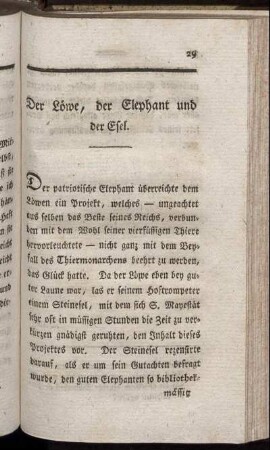 Der Löwe, der Elephant und der Esel.