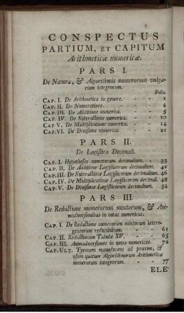 Conspectus Partium.