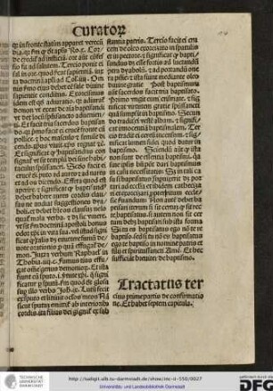 Tractatus tertius prime partis de confirmatione, et habet septem capitula.