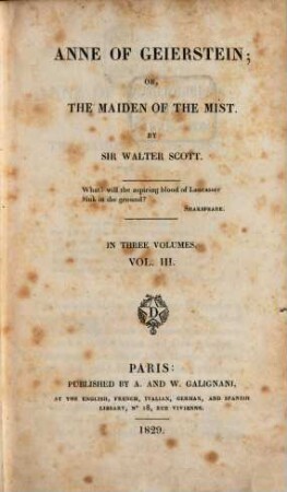 Anne of Geierstein, or, the maiden of the mist : in three volumes, 3