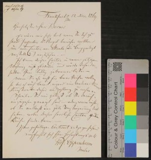 Brief von Moritz Daniel Oppenheim an C. G. Boerner (Kunsthandlung) vom 12.11.1869
