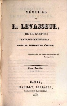 Mémoires de R. Levasseur de la Sarthe. 2