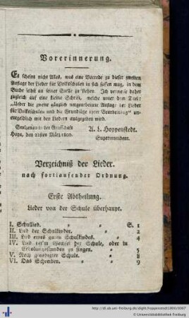 Verzeichnis der Lieder nach fortlaufender Ordnung.