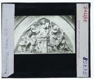 Havelberg, Dom, Lettner : Detail, Relief Jesus unter den Schriftgelehrten