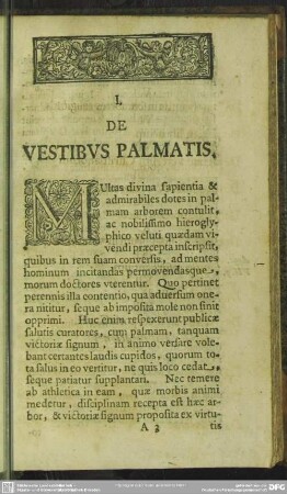 I. De Vestibus Palmatis