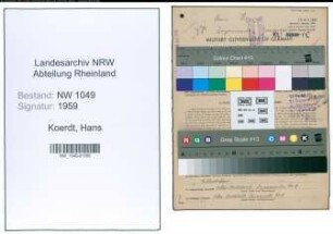 Entnazifizierung Hans Koerdt , geb. 01.07.1900 (Ingenieur)