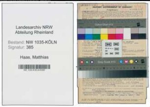 Entnazifizierung Matthias Haas , geb. 28.04.1913 (Schlosser)