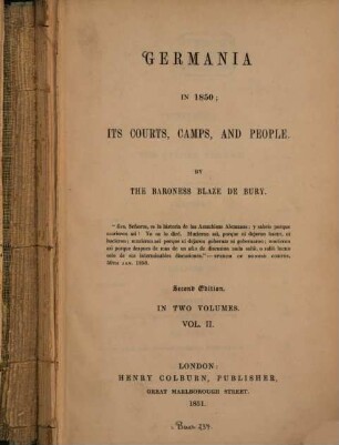 Germania in 1850; its courts, camps, and people, 2
