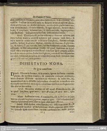 Dissertatio Nona. De Ignis extinctione.