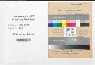 Entnazifizierung Alfons Hoenscher , geb. 07.02.1916 (Polizist)