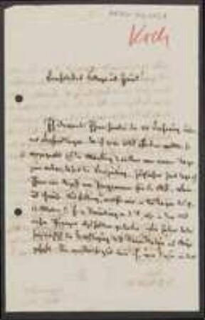Brief von Karl Heinrich Emil Koch an Unbekannt