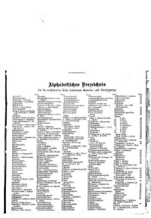 Alphabetisches Verzeichniß der im vorstehenden Theile vertretenen Erwerbs= und Berufszweige